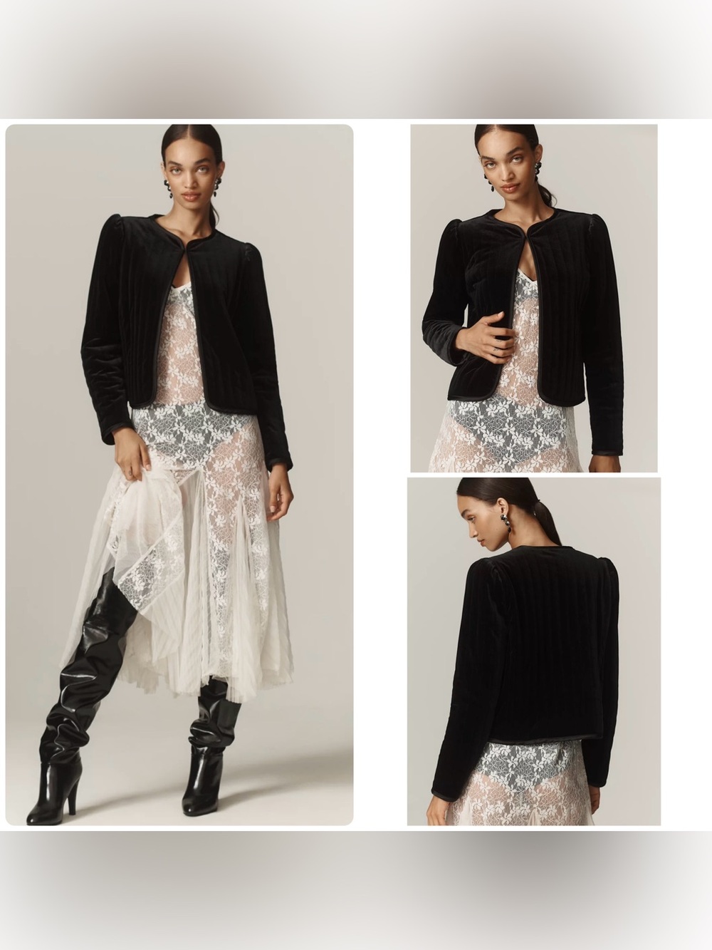Sanctuary Anthropologie Quilted Velvet Lady Jacket in Black size M
